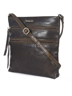 Leather Crossbody Purse for Women- Small Crossover Long Over the Shoulder Sling Womens Purses and Handbags