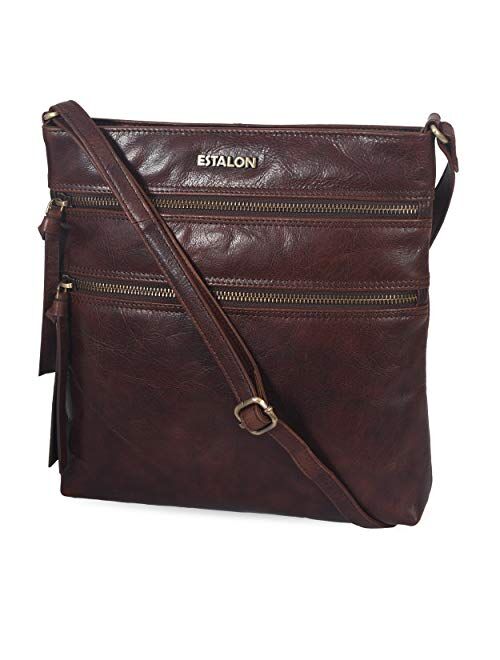 Leather Crossbody Purse for Women- Small Crossover Long Over the Shoulder Sling Womens Purses and Handbags