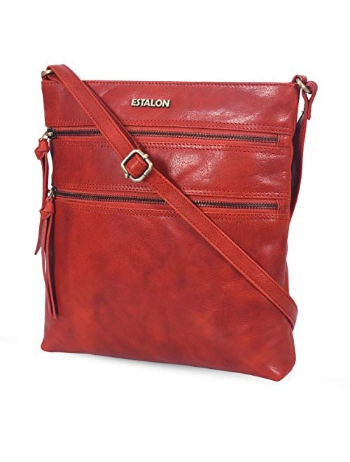 Leather Crossbody Purse for Women- Small Crossover Long Over the Shoulder Sling Womens Purses and Handbags