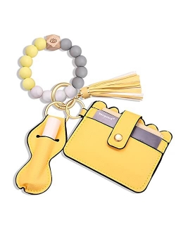 BVGA Wristlet Keychain Bracelet Wallet, Silicone Bead keyring Bangle for Women