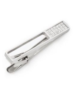 Ox & Bull Trading Co. Men's Die Cut Crystal Stainless Steel Tie Clip