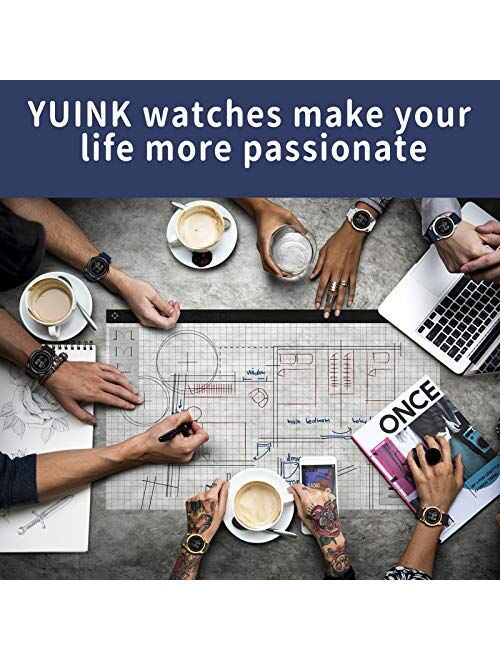 YUINK Mens Watch Ultra-Thin Digital Sports Watch Waterproof Stainless Steel Fashion Wrist Watch for Men Women