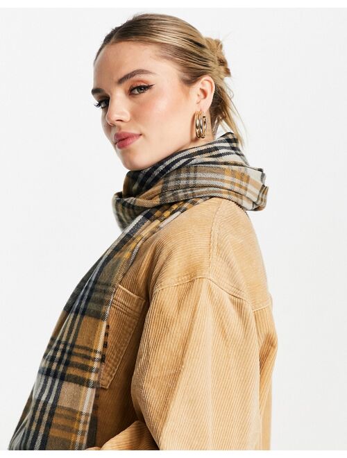 Topshop Editor Plaid Scarf in camel