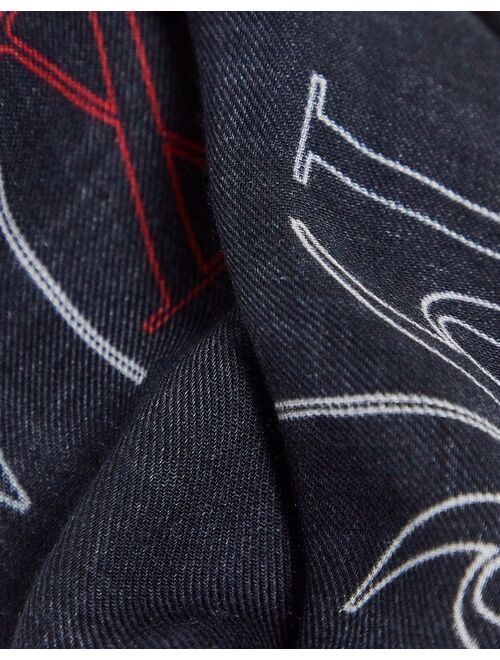 Armani Exchange printed scarf in navy