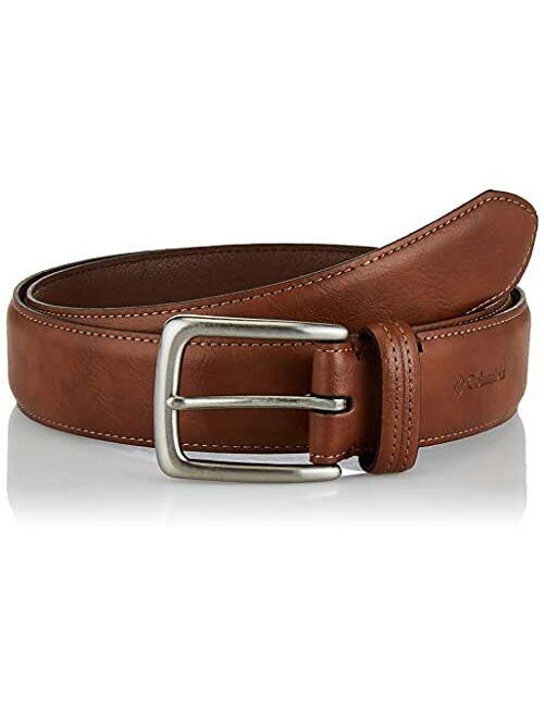 Columbia Men's Trinity Logo Belt-Casual Dress with Single Prong Buckle for Jeans Khakis