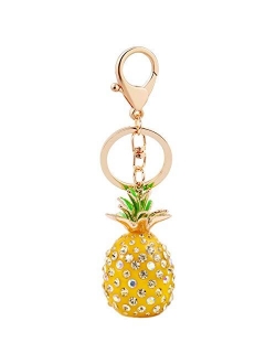 JewelBeauty Pineapple Crystal Rhinestone Keyring Charm Pendant Bag Key Ring Keychain (Pink)