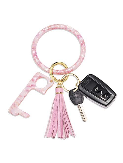 Key Ring Bracelet Wrist Keychain Bracelet Acetate Resin Keychain Wristlet Car Keychain For Women