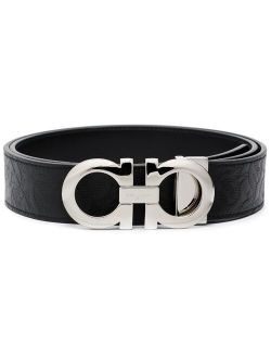 Gancini embossed leather belt