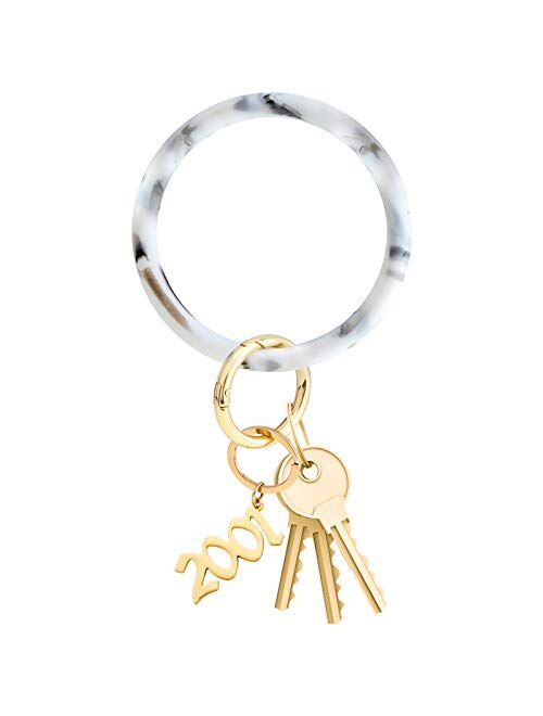 Bangle Key Ring Bracelet,Round Keychain Wristlet Keyrings Holder for Women Girls