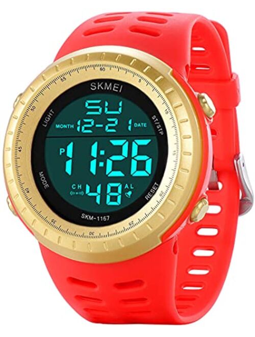 LYMFHCH Men's Digital Sports Watch LED Screen Large Face Military Watches for Men Waterproof Casual Luminous Stopwatch Alarm Simple Army Watch