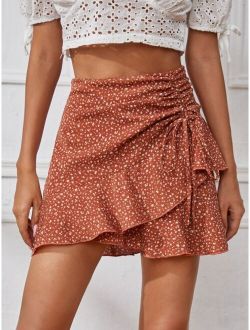 Wrap Tie Side Allover Skirt