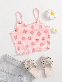 Teen Girls Peach Print Cami Top