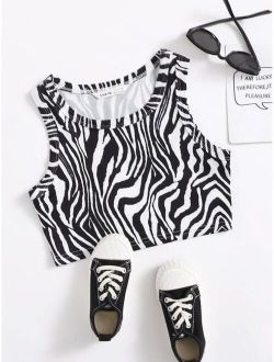 Girls Zebra Striped Tank Top