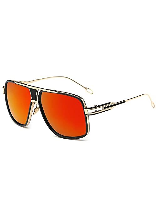 Gobiger Aviator Sunglasses for Men 100%UV Protection Goggle Alloy Frame with Case