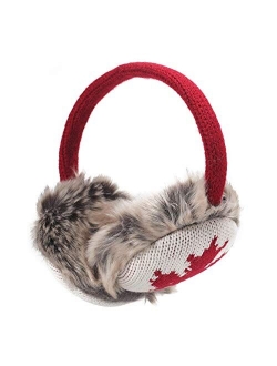 ZLYC Winter Faux Fur Adjustable Earmuffs Cute Knit Fuzzy Ear Muffs for Women Girls