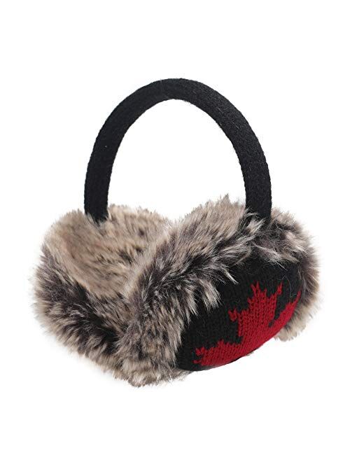 ZLYC Winter Faux Fur Adjustable Earmuffs Cute Knit Fuzzy Ear Muffs for Women Girls