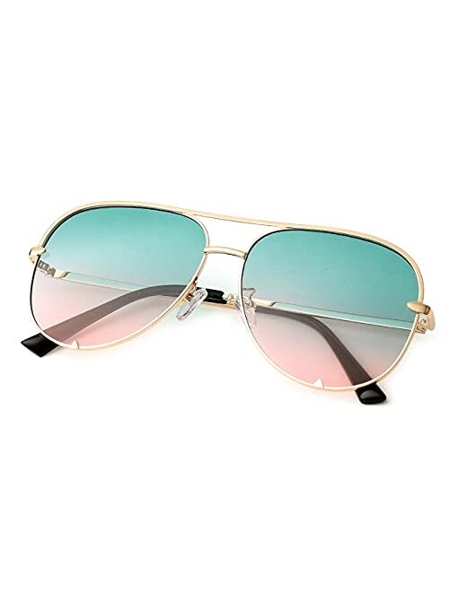 Eyerno Mirrored Aviator Sunglasses For Men Women Fashion Designer UV400 Sun Glasses