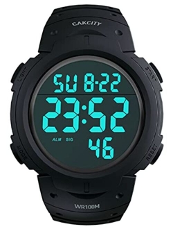 Mens Digital Sport Military Watches for Men Waterproof 100M with Alarm Stopwatch LED Large Display