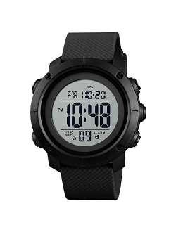 Mens Watch,Digital Sports Watch Waterproof Military Outdoor Black Large Face Watch for Men with Stopwatch LED Back Ligh/Alarm/Date Wrist Watches.