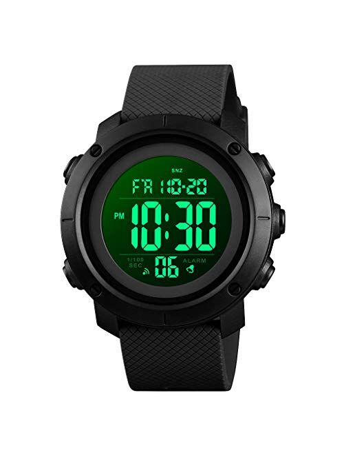 Mens Watch,Digital Sports Watch Waterproof Military Outdoor Black Large Face Watch for Men with Stopwatch LED Back Ligh/Alarm/Date Wrist Watches.