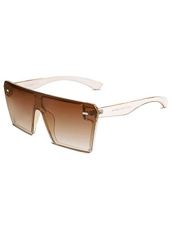 VANLINKER Big Flat Top Oversized Shield Sunglasses for Women Men Square Rimless Fashion Shades VL9517