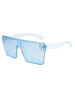 VANLINKER Big Flat Top Oversized Shield Sunglasses for Women Men Square Rimless Fashion Shades VL9517