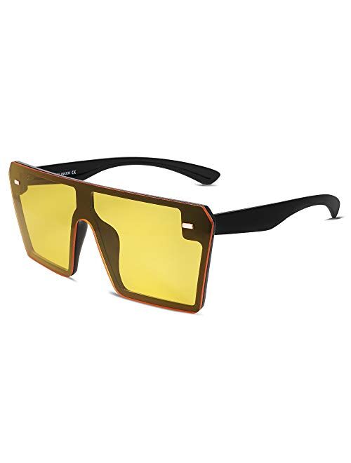 VANLINKER Big Flat Top Oversized Shield Sunglasses for Women Men Square Rimless Fashion Shades VL9517