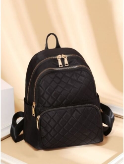 Quilted Pattern Pocket Front Backpack