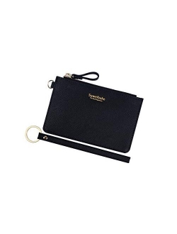 Women Slim RFID Card Case Holder Wristlet Zip ID Case Wallet Small Leather Wallet Coin Purse with Keychain