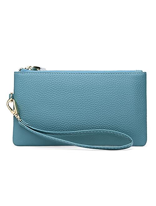 Women's Wristlet Clutch Slim Leather Wallet RFID Blocking Handbag