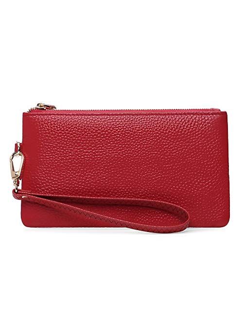 Women's Wristlet Clutch Slim Leather Wallet RFID Blocking Handbag