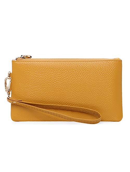 Women's Wristlet Clutch Slim Leather Wallet RFID Blocking Handbag