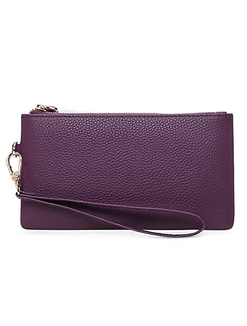 Women's Wristlet Clutch Slim Leather Wallet RFID Blocking Handbag