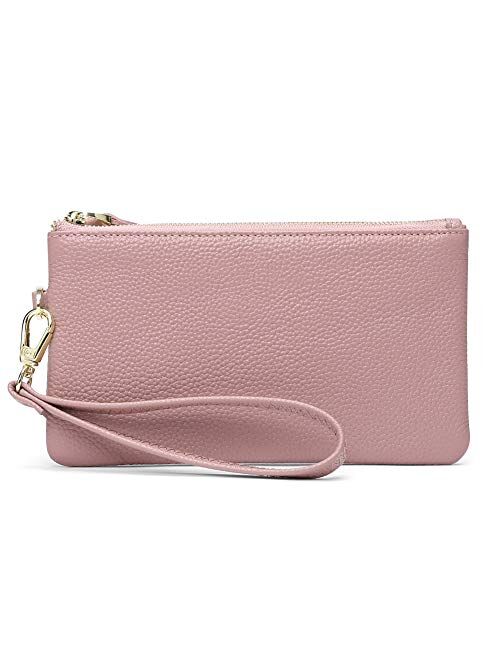 Women's Wristlet Clutch Slim Leather Wallet RFID Blocking Handbag