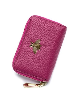 imeetu RFID Credit Card Holder, Small Leather Zipper Card Case Wallet for Women