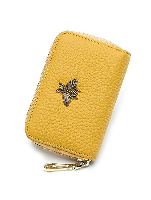 imeetu RFID Credit Card Holder, Small Leather Zipper Card Case Wallet for Women