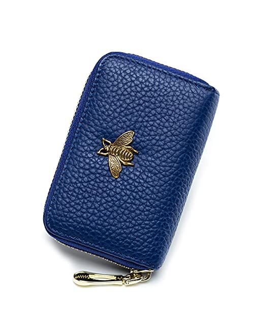 imeetu RFID Credit Card Holder, Small Leather Zipper Card Case Wallet for Women