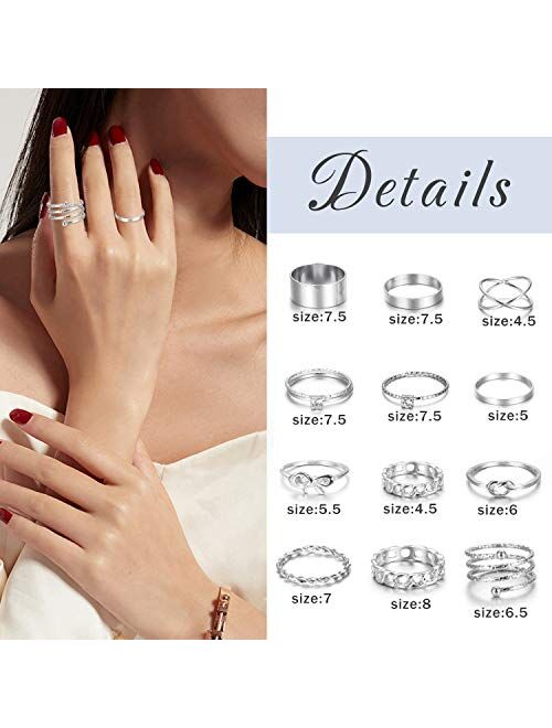 LOYALLOOK 65PCS Bohemian Knuckle Ring Midi Ring Set Hollow Silver Gold Vintage Stackable Rings Fashion Finger Knuckle Midi Rings for Women