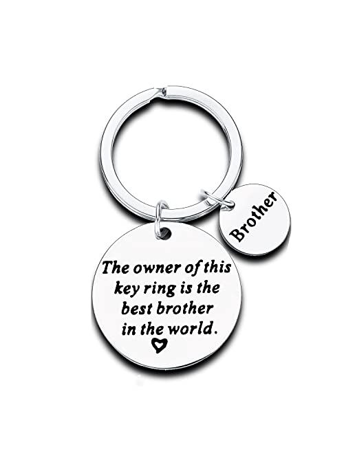 Christmas Gifts for Family Member Grandma Grandpa Mom Dad Sister Brother Keychain Key Ring Love Funny Gifts (Best Brother in The World)