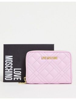 small quilted Zip-around fastening purse in pink wallet