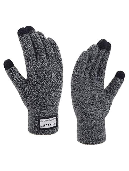 Winter Warm Touchscreen Gloves for Men and Women Touch Screen Fleece Lined Knit Anti-Slip Wool Glove