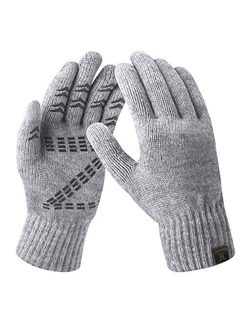 Men’s Winter Gloves Warm Thermal Soft Wool Knit Touch Screen Gloves for Men