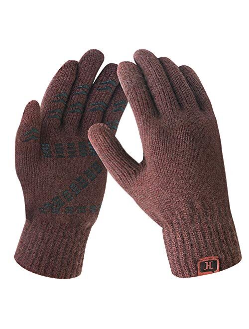 Men’s Winter Gloves Warm Thermal Soft Wool Knit Touch Screen Gloves for Men