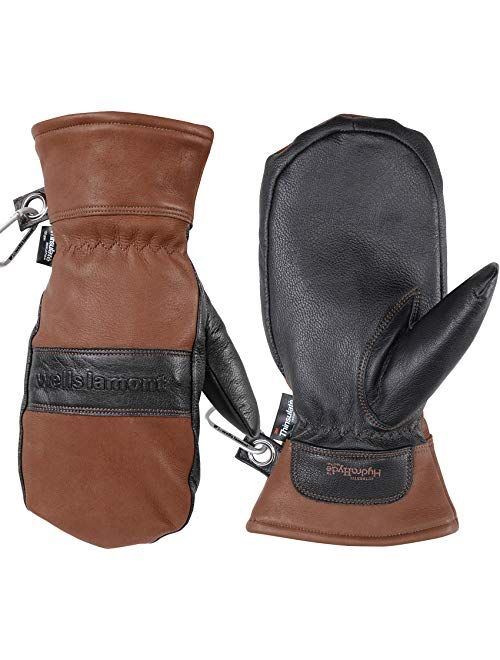 Men's Leather Winter Mittens, Water-Resistant, HydraHyde, 100 gram Thinsulate, X-Large (Wells Lamont 7668XL), Chestnut