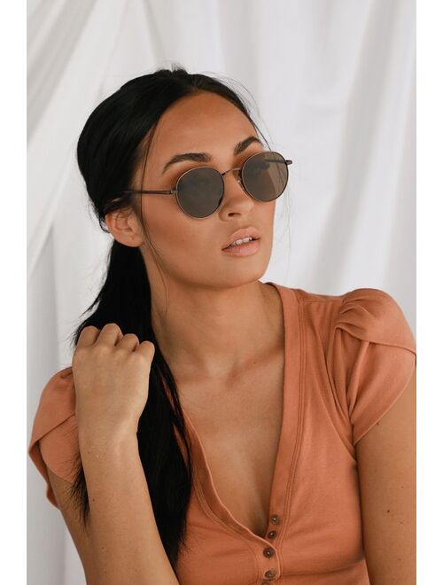 Lulus Agreed Bronze Round Sunglasses