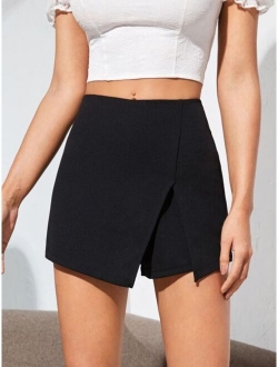 Solid Split Front Skort