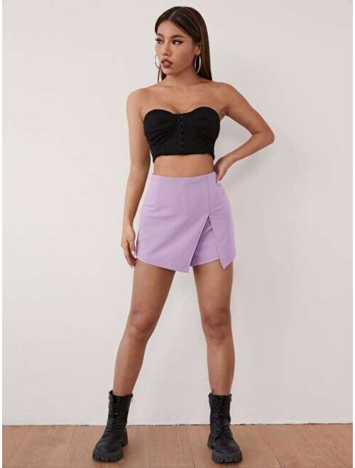 SHEIN Solid Split Front Skort