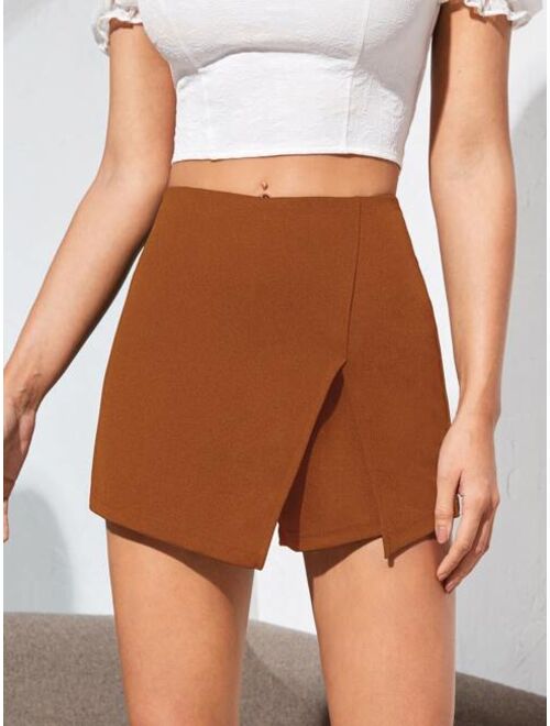 SHEIN Solid Split Front Skort