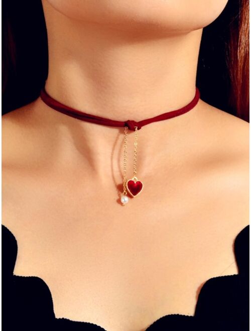 Shein Heart Charm Choker