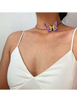 Sexy Black Lace Butterfly Chokers Necklaces for Women Summer Fashion White Transparent Chocker Club Party Jewelry New